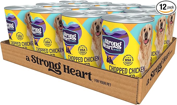 A Strong Heart Wet Dog Food, Chopped Chicken Dinner - 13.2 oz Cans (Pack of 12), Made in The USA with Real Chicken