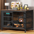 EasyCom 48"/42"/33" Dog Crate Furniture with Name Tag, Heavy Duty Dog Kennel Indoor for Large Dogs, Escape-Proof and Chew-Proof Dog Cage for high Anxiety Dog, Decorate House as TV Stand, End Table