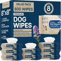 Dog Wipes for Paws and Butt - (800 Wipes) - Plant Based Lavendar Scented, Pet Wipes for Dogs and Cats - Deodorizing Non Toxic Dog Wipes - 8 Packs of 100