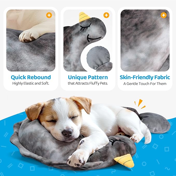 BurgeonNest Small Dog Calming Pillow for Dogs and Cats, Fluffy Soft Colorful Sleep Bolster Cozy Pet Bed Pillow, Great Present for Senior Pup Puppy Kitten, Washable, L