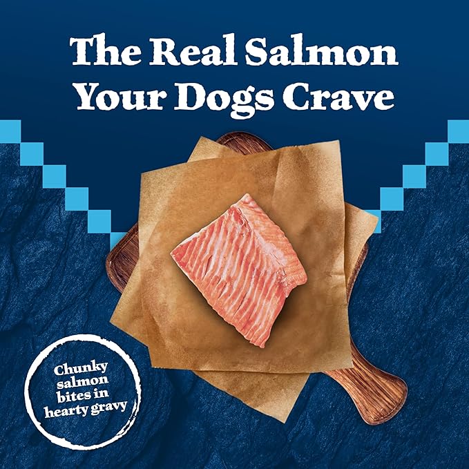 Blue Buffalo Wilderness Trail Toppers Wild Cuts Natural High-Protein Dog Wet Food, Salmon Bites in Hearty Gravy, 3-oz Pouch, 24 Count