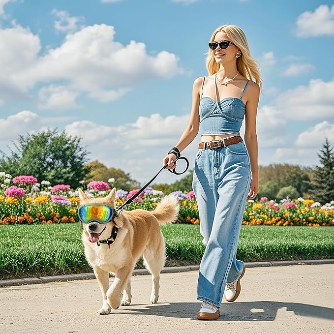 Dog Goggles for Large Dogs, Dog Sunglasses for Eyes Protection, UV Protection for Medium/Large Pet Outdoor, Windproof Anti-Fog Snowproof, Green Box