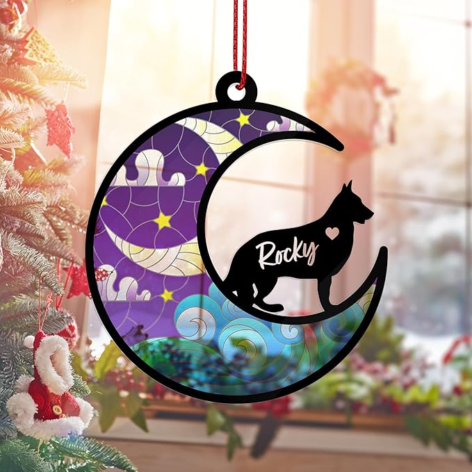GIFTBYGIFTY Dog Memorial Suncatcher, Personalized w/Name and Dog Breeds, Pet Loss Suncatcher, Gifts for Dog Lovers, Dog Memorial Ornament Loss of Pet Sympathy Gift, in Loving Memory for Loss Dog