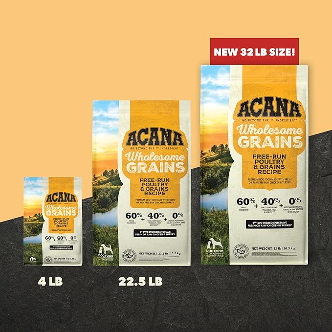ACANA Wholesome Grains Dry Dog Food Free-Run Poultry & Grains Recipe with Cage-Free Eggs 4lb Bag