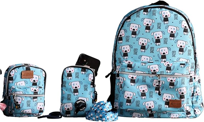 PawLook Dog Backpack to Wear with Chest Harness Self Carrier dogbag with Additional Pocket for Poop Bag Anti Slip Stylish Dog Bag for Your pet Street Smart Serie Cute Medium