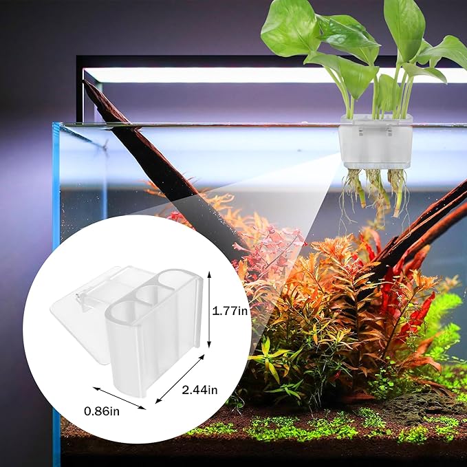 3 Holes Upgraded Aquatic Plant Cup Aquarium Plant Holder for Tank,Aquascape Accessories Decorations- White 4 Pcs
