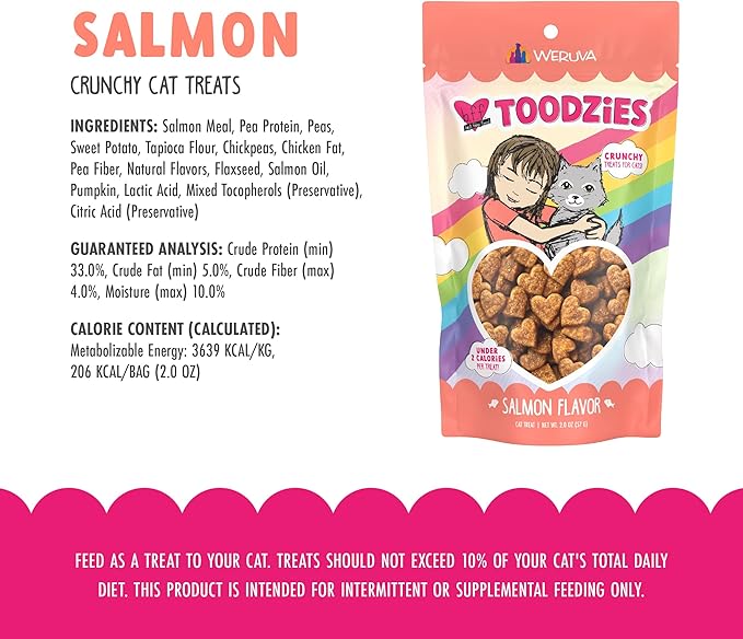 Weruva BFF Toodzies, Salmon Crunchy Cat Treats, 2oz Bag