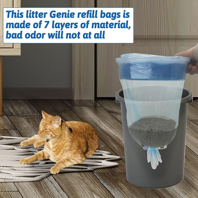 6 Pack Cat Litter Refills Bag,Compatible with Litter Refill Litter Disposal Refill Cartridge Generic Pail Liner Suitable for Genie Original Refill Cartridge Not Included