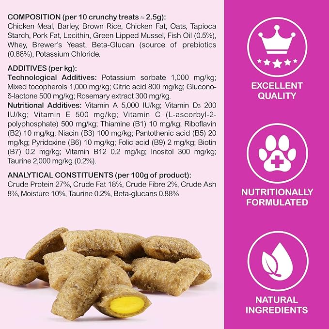 15-in-1 Multivitamin Cat Treats for Indoor Cats, Taurine, Omega Fatty Acids & Beta-Glucans Support Immune, Digestive, Skin & Coat Health – with Prebiotics & Essential Minerals | for Kittens&Adult Cats