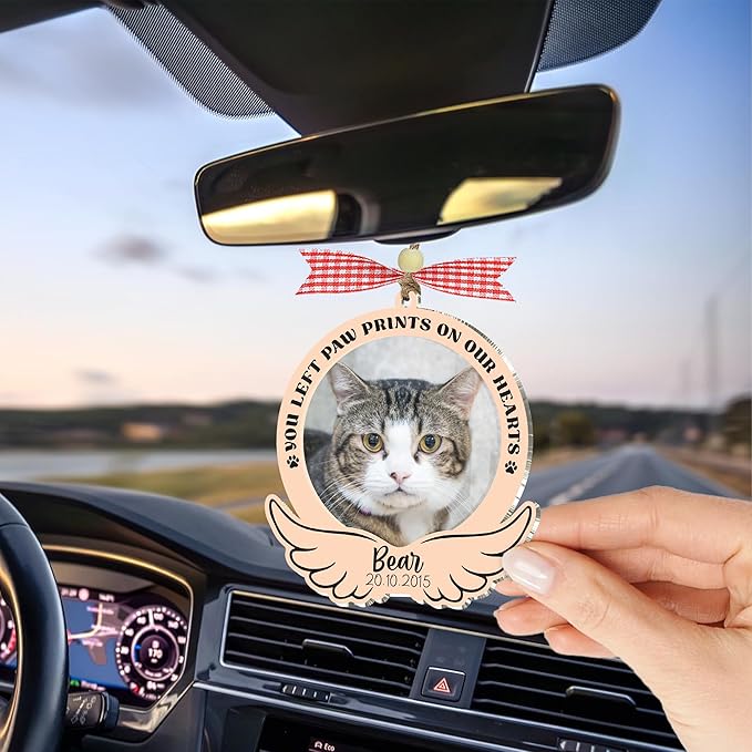 Personalized Cat Photo Wooden Frame, Custom Pet Fur Keepsake Memory Box, Pet Loss Picture Frame Ornament, Sympathy Gift Cat Shape Storing Hair Ashes Teeth, Idea Gift for Pet Lover Table Wall Decor