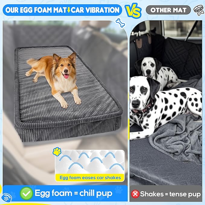 Loiion Thickened 4 in Orthopedic Dog Car Bed, Non-Slip Backseat Pet Mat, Removable Washable for SUVs/Sedans/Trucks, Plush Comfort for Large/Senior Dogs, Easy Clean (Dark Gray, 56" L×28.7" W×4" H)