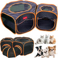 Portable Dog Playpen 2-Room with Tunnel, 3-in-1 Large Cat Crate Play Enclosure with Separate Areas, Foldable Pet Playpen for Puppy Kitten and Small Animals Indoor Outdoor