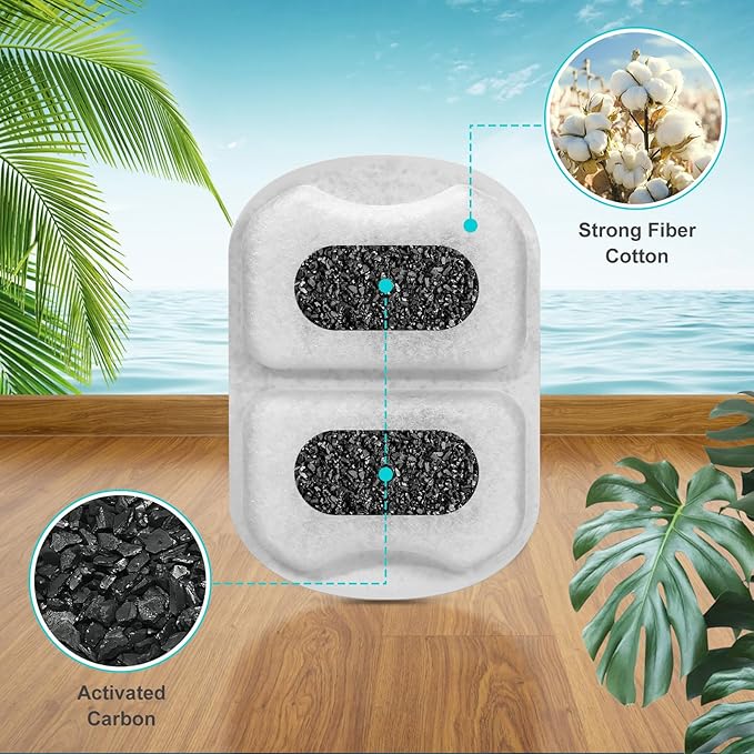 Dog Water Fountain Filter, 8 Pack Pet Fountain Filters Cat Water Fountain Filters Replacement for 7L/230oz/1.8G Stainless Steel Dog Fountain,Replacement Filters and Sponges