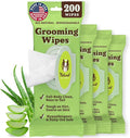 Natural Dog Company XL Grooming Wipes for Dogs – Hypoallergenic, Biodegradable, Fragrance Free – Aloe Vera & Witch Hazel – Large 7×8 in Wipes for Paws, Face, Ears & Butt – 200 Count Sensitive Skin