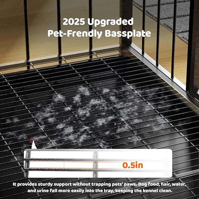 42 Inch Heavy Duty Dog Crate, Indestructible Escape-Proof Dog Kennel for High Anxiety Large Dogs, Strong Metal Pet Cage with Double Doors, Lockable Wheels & Removable Tray, XL XXL XXXL