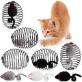 Jecery 5 Pcs Cat Spring Balls Toys Stretchable Rolling Balls Colorful Playful Coils Interactive Action Toy Caged Rats for Kitten Pet Supplies (Mouse,Black)