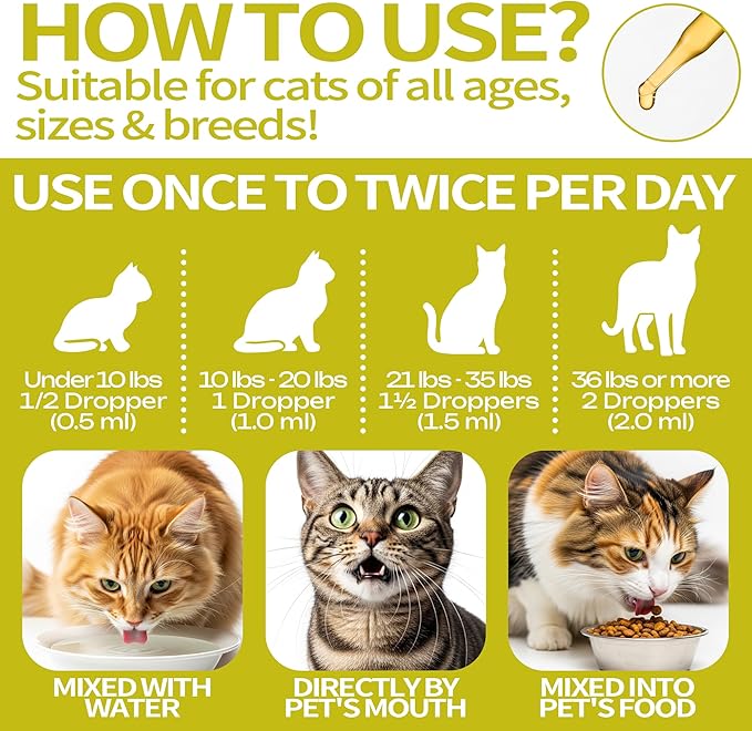 Flea and Tick Prevention for Cats, Pets Oral Natural Supplement Drops with Multivitamin Support for All Breeds and Ages