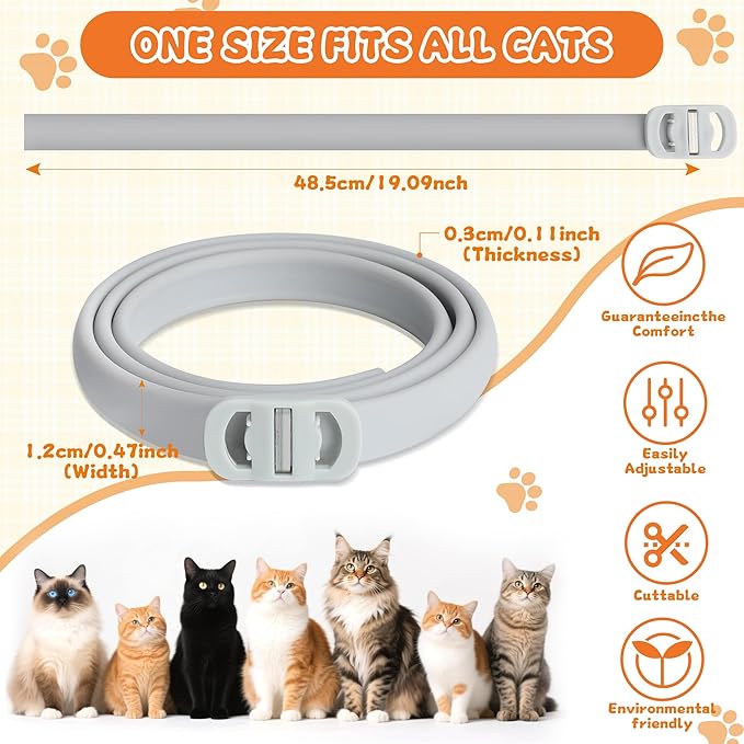 4 Pack Flea and Tick Collar for Cats - 20" Adjustable Collar Fits Cat, Long-Lasting 24-Month Protection for Small, Medium, and Large Cat - Waterproof Flea Tick Prevention