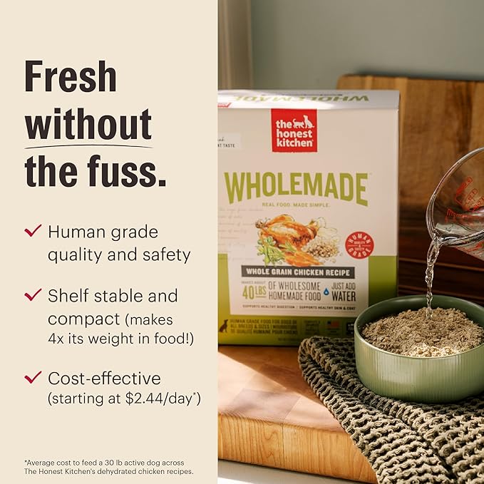 The Honest Kitchen Human Grade Wholemade™ Dehydrated Dog Food, Grain Free Chicken, 10 lb (makes 40lbs)