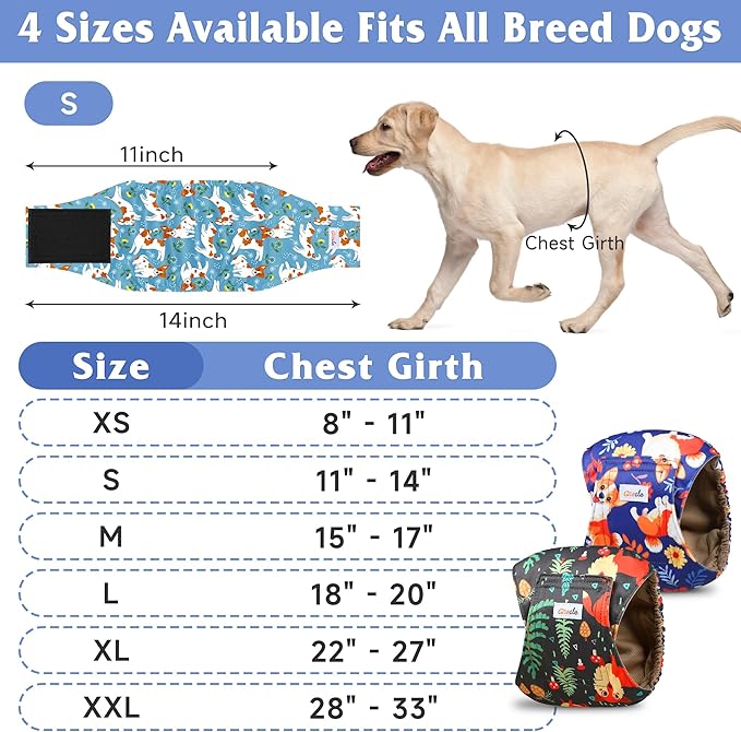 5 Pack Dog Diapers Male Reusable, Premium Belly Bands for Male Dogs, High Absorbing Dog Pee Wraps for Doggie in Incontinence or Training Flower M