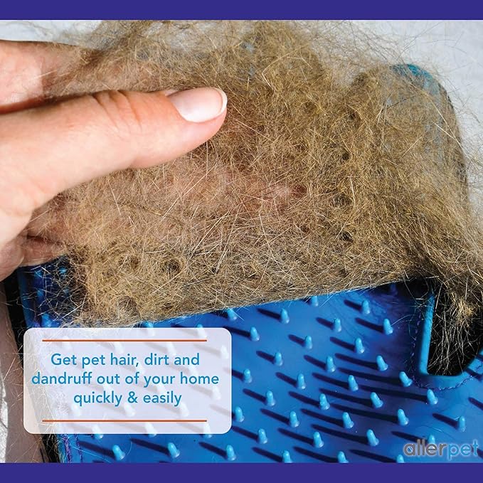 Allerpet Dog Dander Remover w/Free Pair of Grooming Gloves - Best Pet Dander Remover for Allergens - for Canine Dry Skin Treatment - Good for Fur & Skin - (12oz)