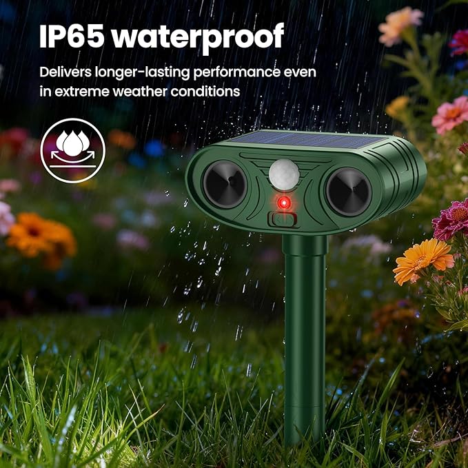 2026 Upgraded Solar Ultrasonic Animal Repellent Outdoor Deer Cat Repellent with Motion Sensor Flash Light,IP65 Waterproof Repeller Keep Rodent Squirrel (2)