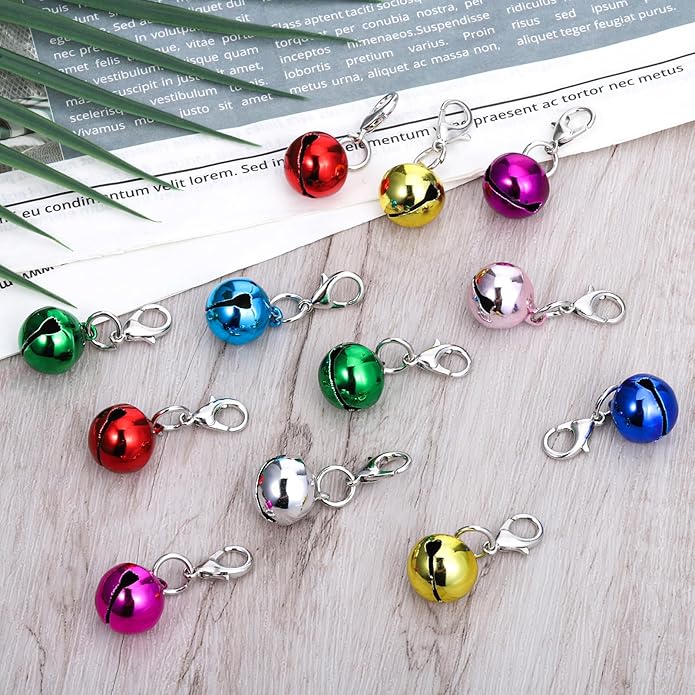 15 Pcs Cat Bell, Colorful Bells for Dog Cat Collar, Small Dog Bell Pet Bells with Keychain for Collar Cats Puppy Pets Charms Decorations