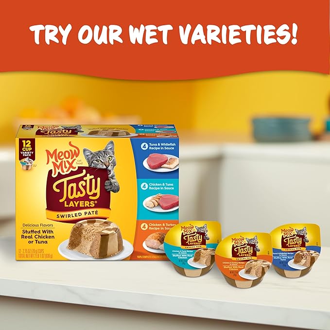 Meow Mix Tenders in Sauce Wet Cat Food,Tuna & Shrimp,2.75 Ounce Cup,(Pack of 96)