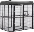 87-Inch Heavy Duty Walk-in Bird Cage with Cover – Large Outdoor Aviary Metal Birdcage with Stand, 7.22x5.25x6.8ft Flight Space for Macaw, Budgie, Conure, Lovebird, Parakeet, Cockatiel
