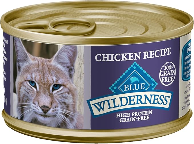 Blue Buffalo Wilderness High-Protein, Grain-Free Natural Wet Food for Adult Cats, Chicken Paté, 3-oz, 24-Pack