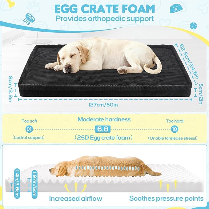 Dog Car Bed, Non-Slip Backseat Extender Pet Mat, Removable Washable Dog Bed for SUVs, Sedans & Trucks, Anti-Slip Travel Bed for Dogs, Easy Clean & Scratch-Proof & Comfort (Medium (50"L×24.6"W×2"H))