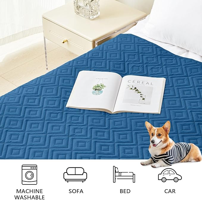 hyha Waterproof Dog Blanket, Soft Dog Bed Cover Pet Blankets, Waterproof Sofa Couch Cover for Dogs Washable, Reversible Pet Couch Covers for Sofa Furniture (52x82 Inch, Navy Blue/Navy Blue)