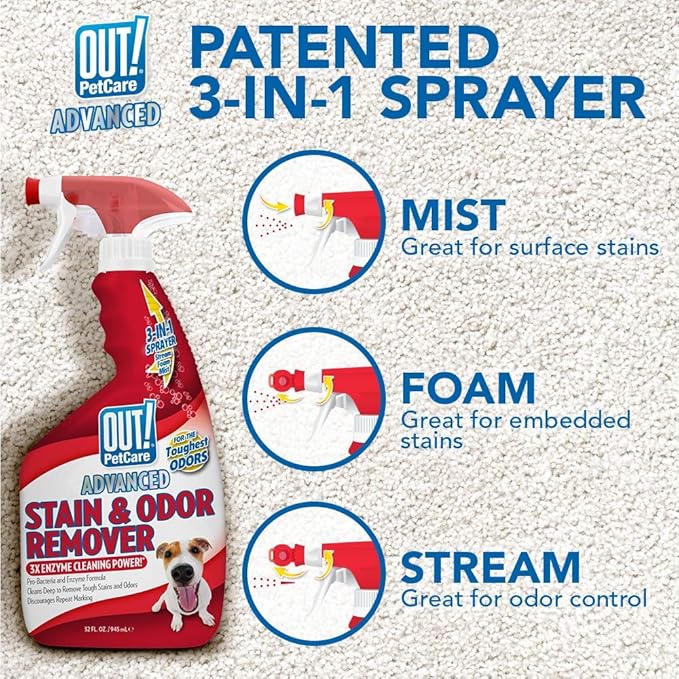 OUT! Advanced Stain and Odor Remover - Pet Stain and Odor Remover - 32 Ounces