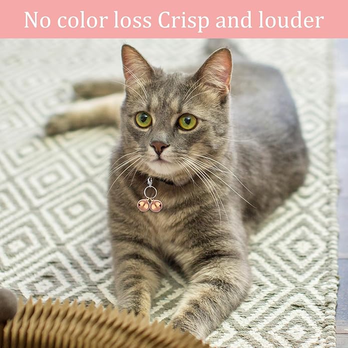 Stainless Steel Cat Bells, 4 PCS Double Bells for Dog Collar Mini Cat Bell Loud Anti-Lost Gold Bell for Cats Collars Gold Pet Pendant Accessories forr Training Dogs-Bell