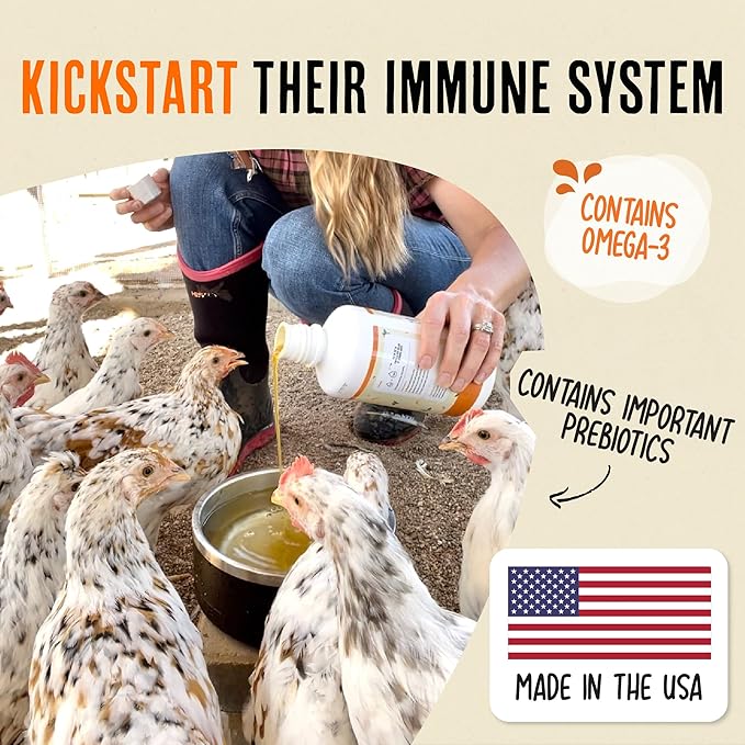 Roosty's Naturals Chicken Immunity & Digestion Booster | Chicken Digestion Supplements | Omega-3 Vitamins and Supplements | Poultry Vitamins for Chickens