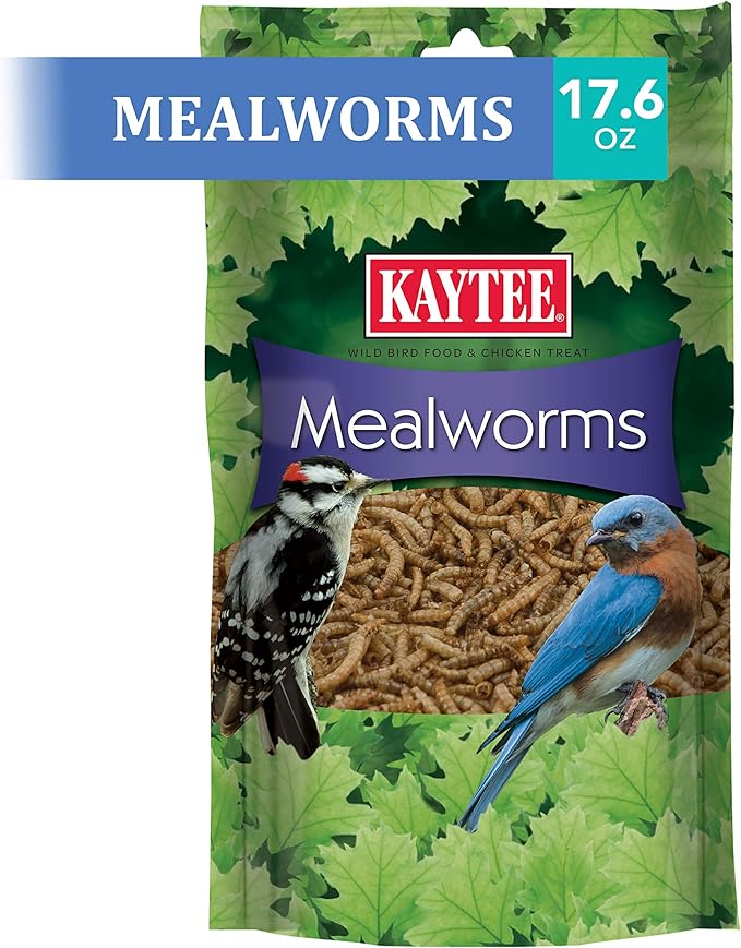 Kaytee Wild Bird Food Mealworms For Bluebirds, Wrens, Robins, Chickadees, Woodpeckers, Cardinals & Chickens, 17.6 Ounce
