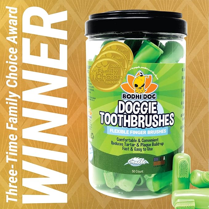 Bodhi Dog Finger Toothbrush for Dogs & Cats - Puppy Toothbrush with Soft Flexible Silicone Bristles, Gentle for Sensitive Gums, Promotes Healthy Teeth & Gums, Easy Teeth Cleaning Tool (50 Count)