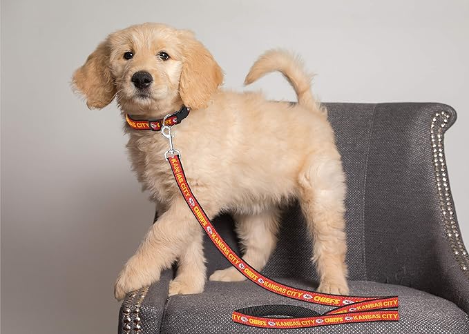 Pets First NFL Licensed Kansas City Chiefs Pet Leash, Size Large – Durable Satin Dog & Cat Walking Strap and Pet Tether with Embroidered Team Name & Logo