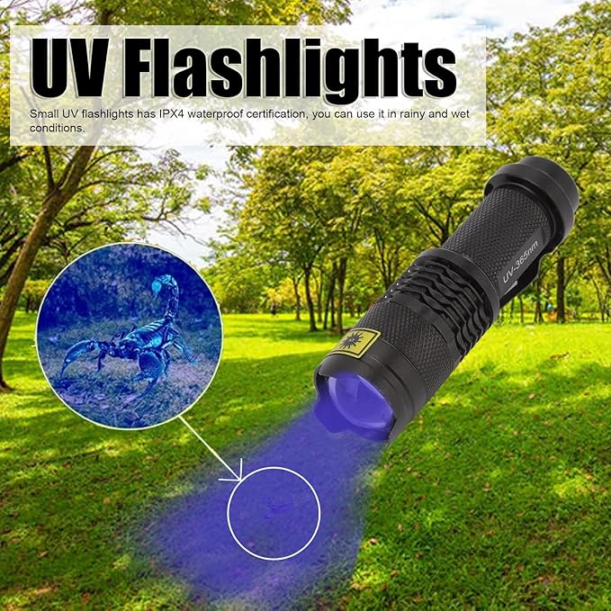 UV Flashlight, 365Nm Black Light, Portable Mini Flashlight for UV Resin Curing, Rock Detection, Pet Urine Detection, Paper Money Measurement