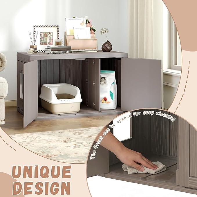 DRATO Outdoor Indoor Cat House, Resin Waterproof & Easy to Assemble Cat Shelter Suitable for Indoor & Outdoor Cats, Sturdy & Durable