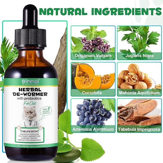 Specifically Formulated for Cats, Cats Natural Broad Spectrum Treatment, Herbal Cleanse, Digestive Support for All Cat Breeds, Gut Health, Puppy & Kitten, Supplement Drops