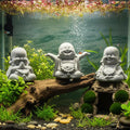 LIYAOLI 3Pcs Sandstone Buddha Statue Set for Fish Tank Decorations, Aquarium Decor Ornaments, Betta Fish Tank Accessories, Zen Sculptures for Wealth Good Luck Feng Shui, Home Office Decoration