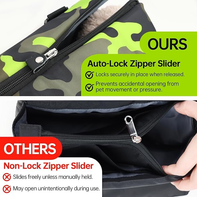 Premium 10mm Padded Dog Purse Carrier for Small Dogs, Pet Tote Bag Shoulder Carrying for Dog/Cat Below 4kg/9lbs -Camouflage Green