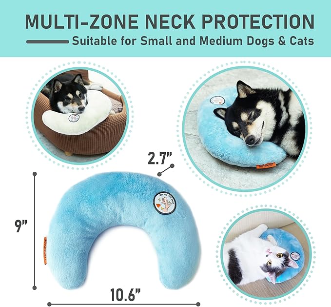 Cat Pillow, Dog Pillow, Claming Pillows for Small Dogs and Cats, Joint Relief Sleeping Improve Pet Neck Pillow， Deep Sleep Fluffy & Cozy Pet Calming Toy，Machine Washable(2 Pack(Blue&White))