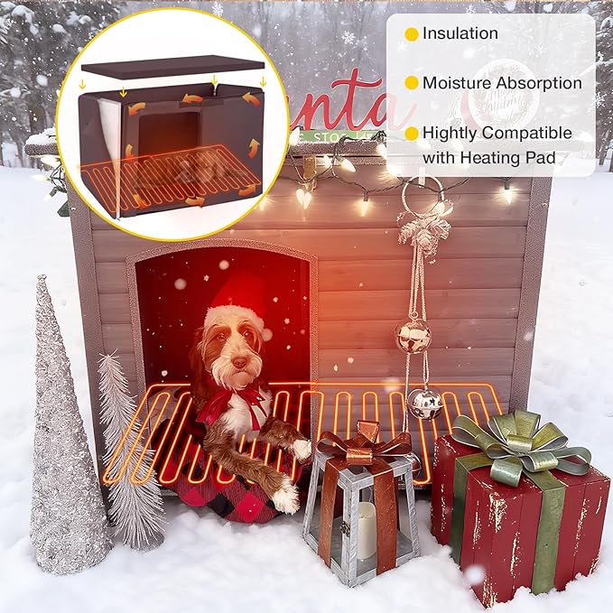 Aivituvin Heated Dog House Outdoor Dog Kennel with Insulated Liner All-Around Iron Frame Large Dog Cage for Small & Medium & Large Dogs,Waterproof Roof