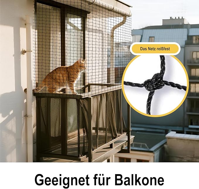 Cat Netting Includes Hook, 10X13Ft Balcony Netting Made of Thickened Steel Wire to Prevent Scratching and Chewing, Ideal for Catio Safety and Balcony Protection