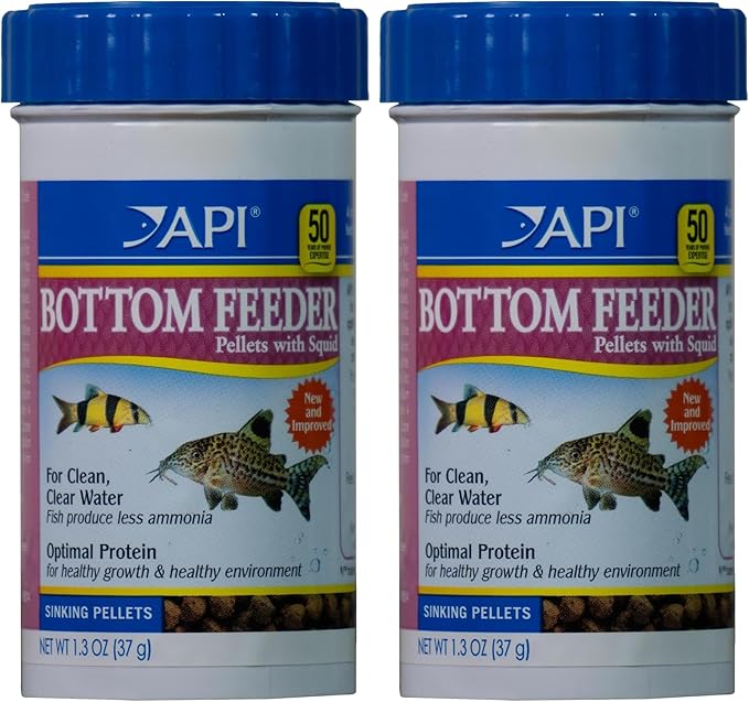 API Bottom Feeder PELLETS with Shrimp Fish Food 1.3-Ounce Container (Pack of 2)