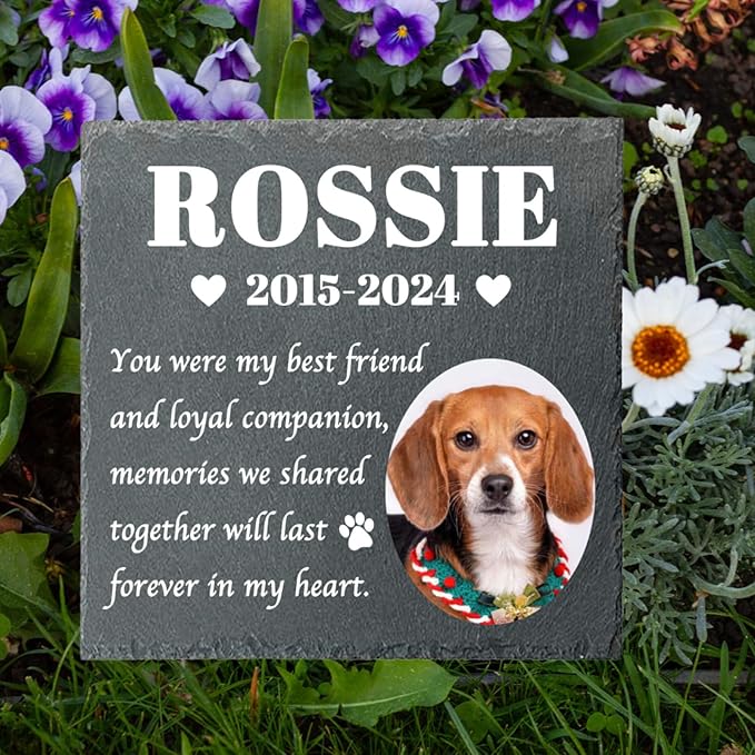 Alienc Personalized Pet Memorial Stone – Custom Dog & Cat Memorial Gifts for Loss, Outdoor Pet Grave Marker, Sympathy Keepsake for Dogs and Cats