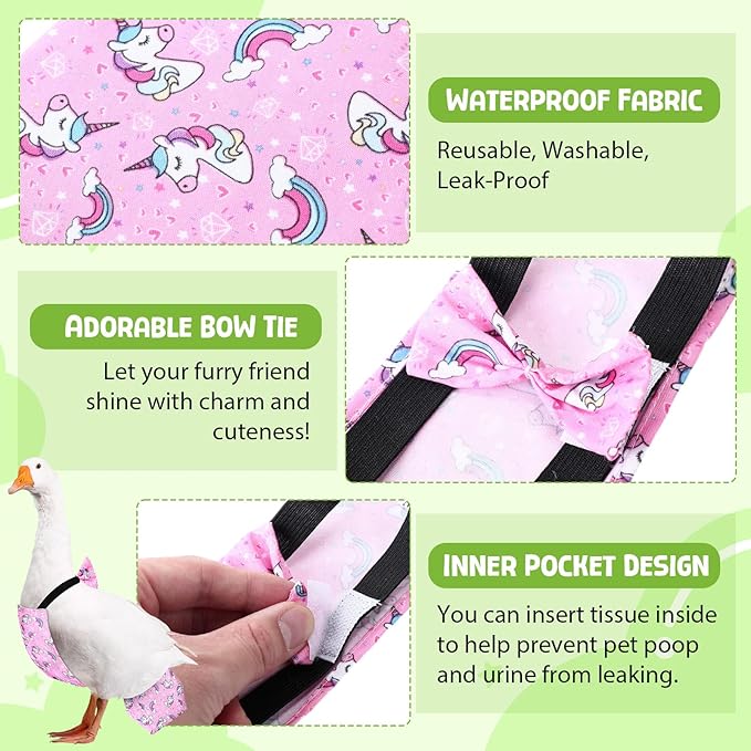 8 Pcs Chicken Diapers Bird Diaper Reusable Duck Diapers Waterproof and Adjustable Chicken Accessories Poultry(M)