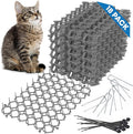 Petfolio 18 Pack Scat Mat for Cats - 8 x 6 Inch Cat Deterrent Mat with 1 Inch Spikes is A Great Cat Repellent Indoor & Outdoor to Keep Cats Away. Includes 6 Garden Staples & 10 Zip Ties (Grey)